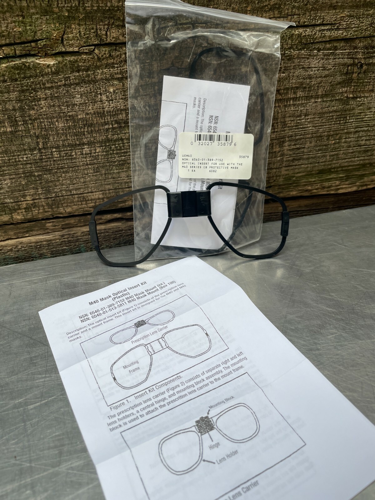 M40, M42 Gas Mask Optical Insert Mount Kit 4240-01-389-7152 for Rx Lens Carrier