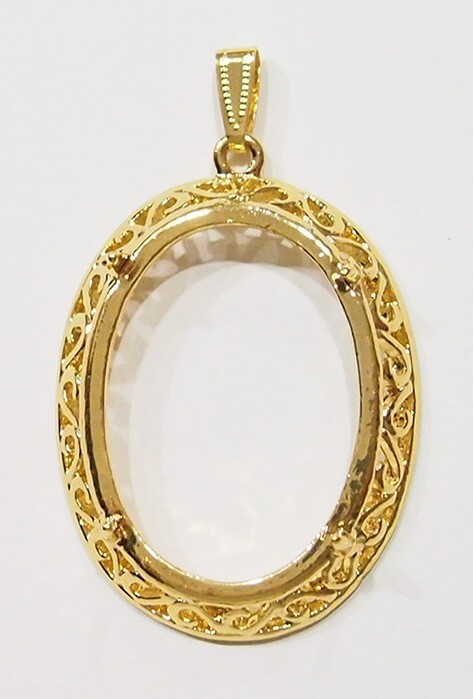 4 of 40x30mm Shiny Gold Victorian Deco Thick Scroll Gorgeous Pendant Setting