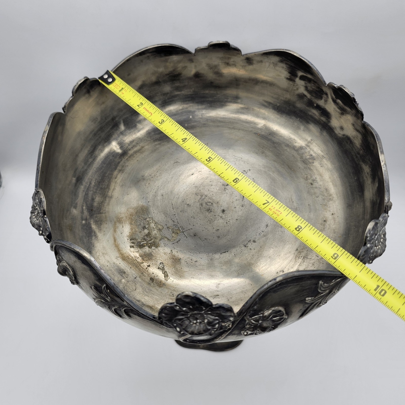 20th Century Art Nouveau Silverplate Pedestal Compote With Floral Relief