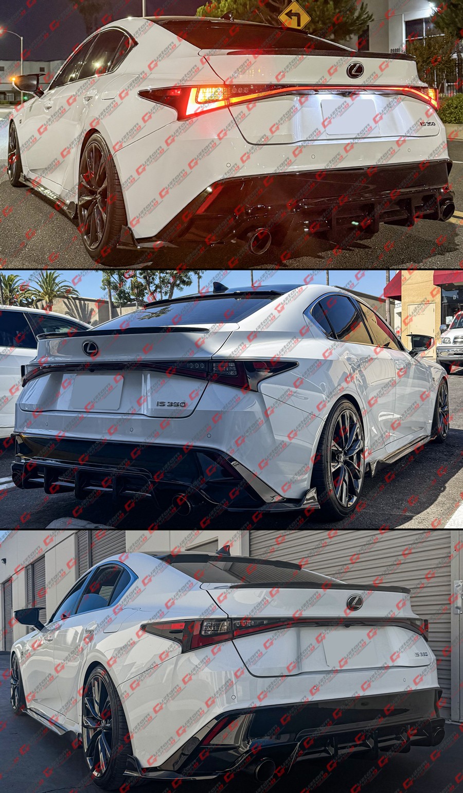 For 21-25 Lexus IS300 IS350 CTM V1 Gloss Black Rear Diffuser + Corner Extensions