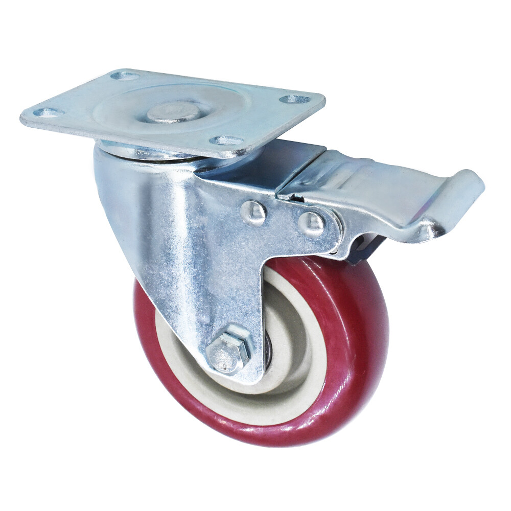 4 Pack 4" Heavy Duty Caster Set Wheels All Swivel & Brake Casters Red