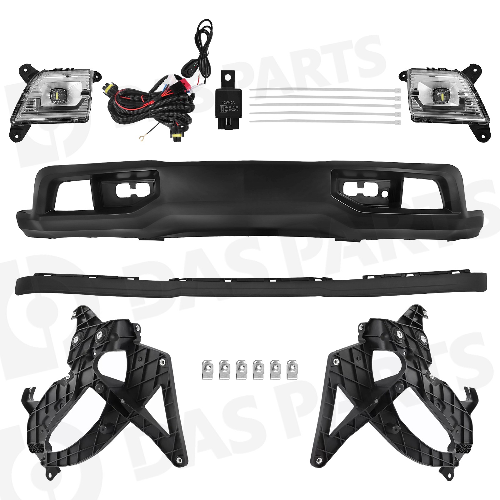 For 2019-2021 Silverado 1500 Front Bumper Cover Lower Valance W/LED Fog Lights