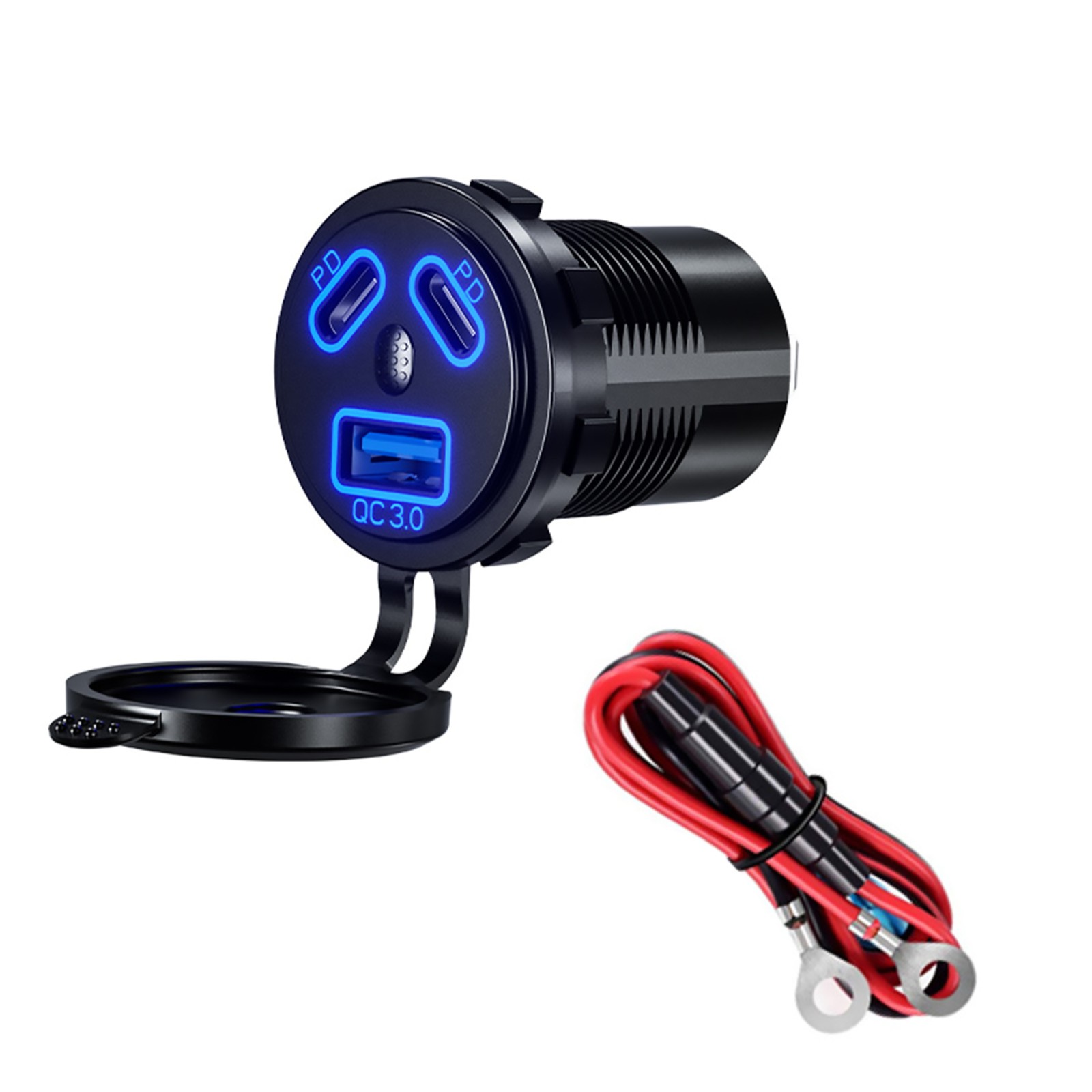 Dual PD+QC3.0 Port USB Car Fast Charger Cigarette Lighter Socket Power Plug Kit