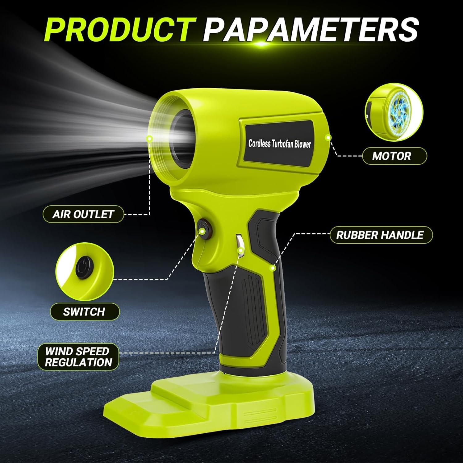 Cordless Handheld Turbo Blower for Ryobi 18V Battery Leaf Blower Power Jet Fan