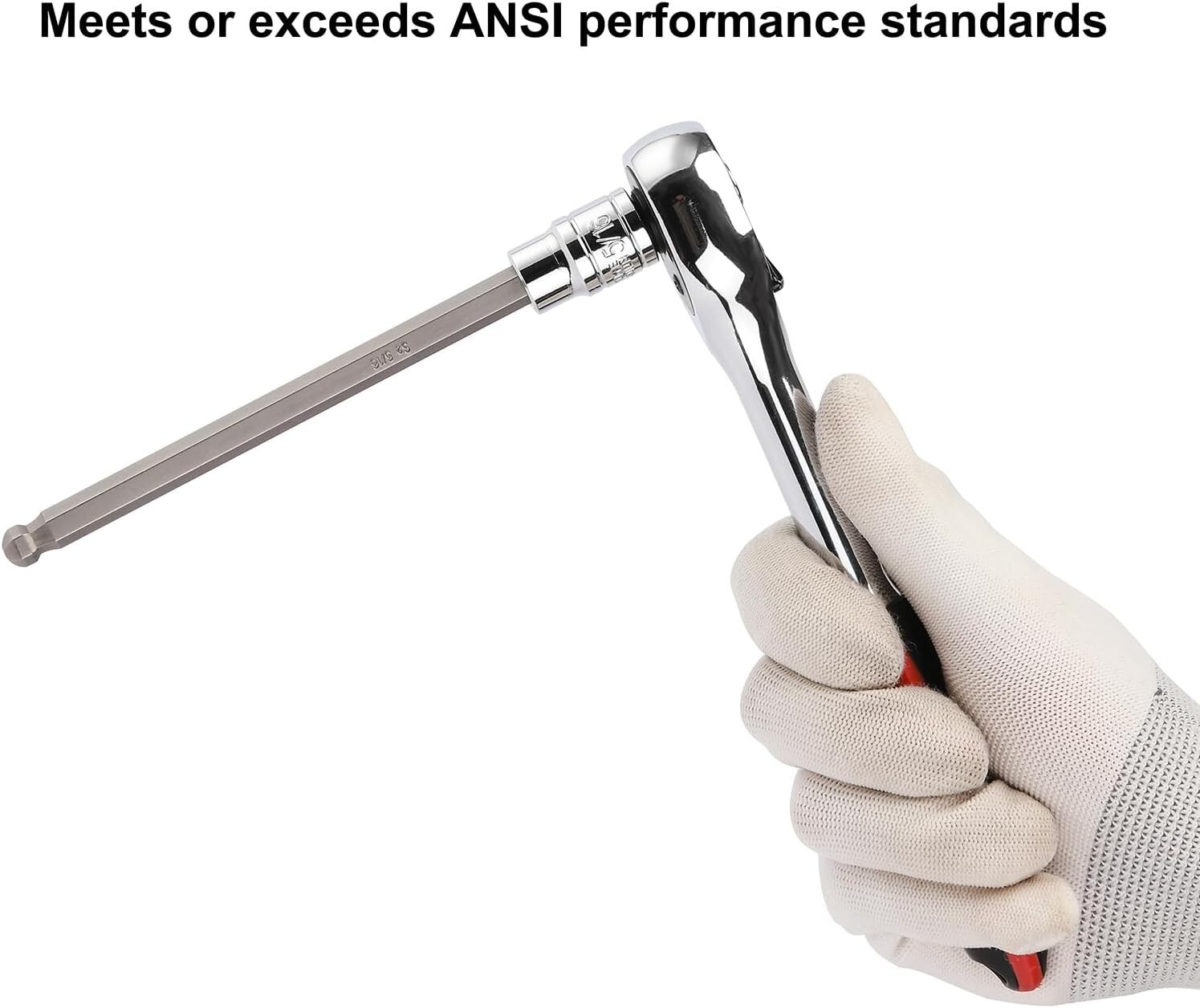 3/8"Drive Extra Long Ball-End Hex Bit Socket Set, 18 Piece Allen Socket Set, Met