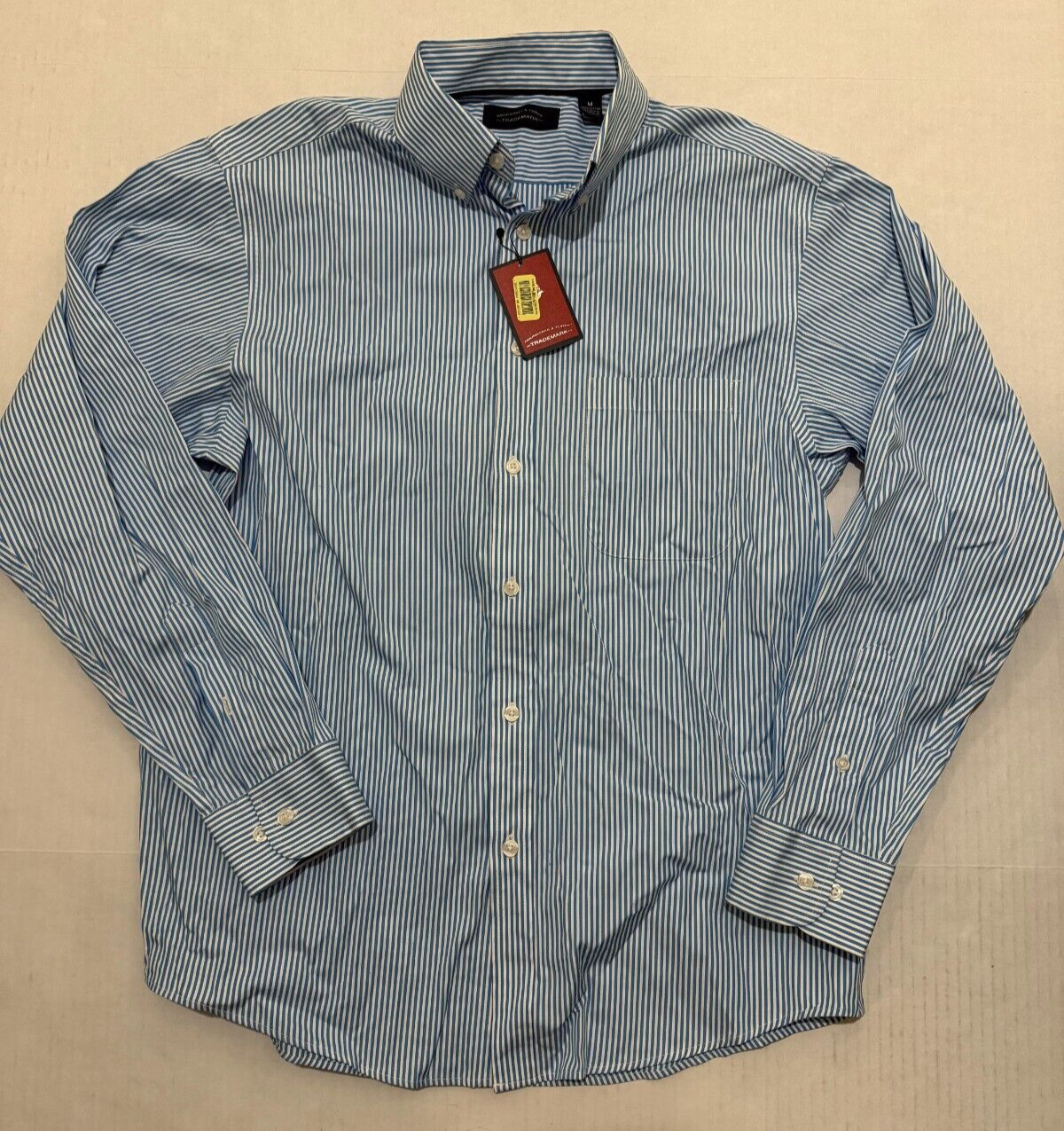 Roundtree & Yorke Trademark Men's Blue Striped Cotton Shirt