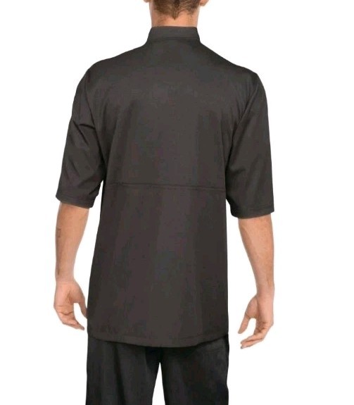 Mens Medium Montreal Cool Vent Chef Coat Shirt Black Double Breast Performance