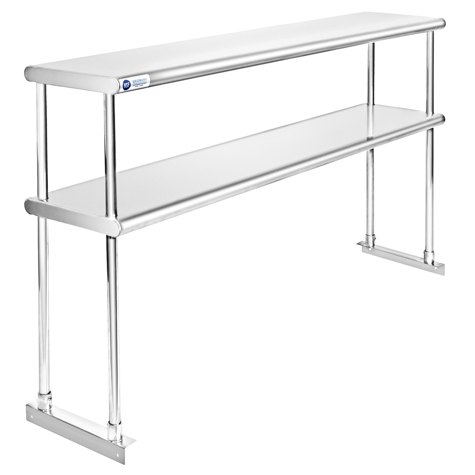 Commercial Stainless Steel Kitchen Prep Table Wide Double Overshelf - 12" x 60"