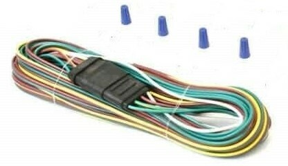 25' 4 Way Trailer Wiring Connection Kit Flat Wire Extension Harness+caps