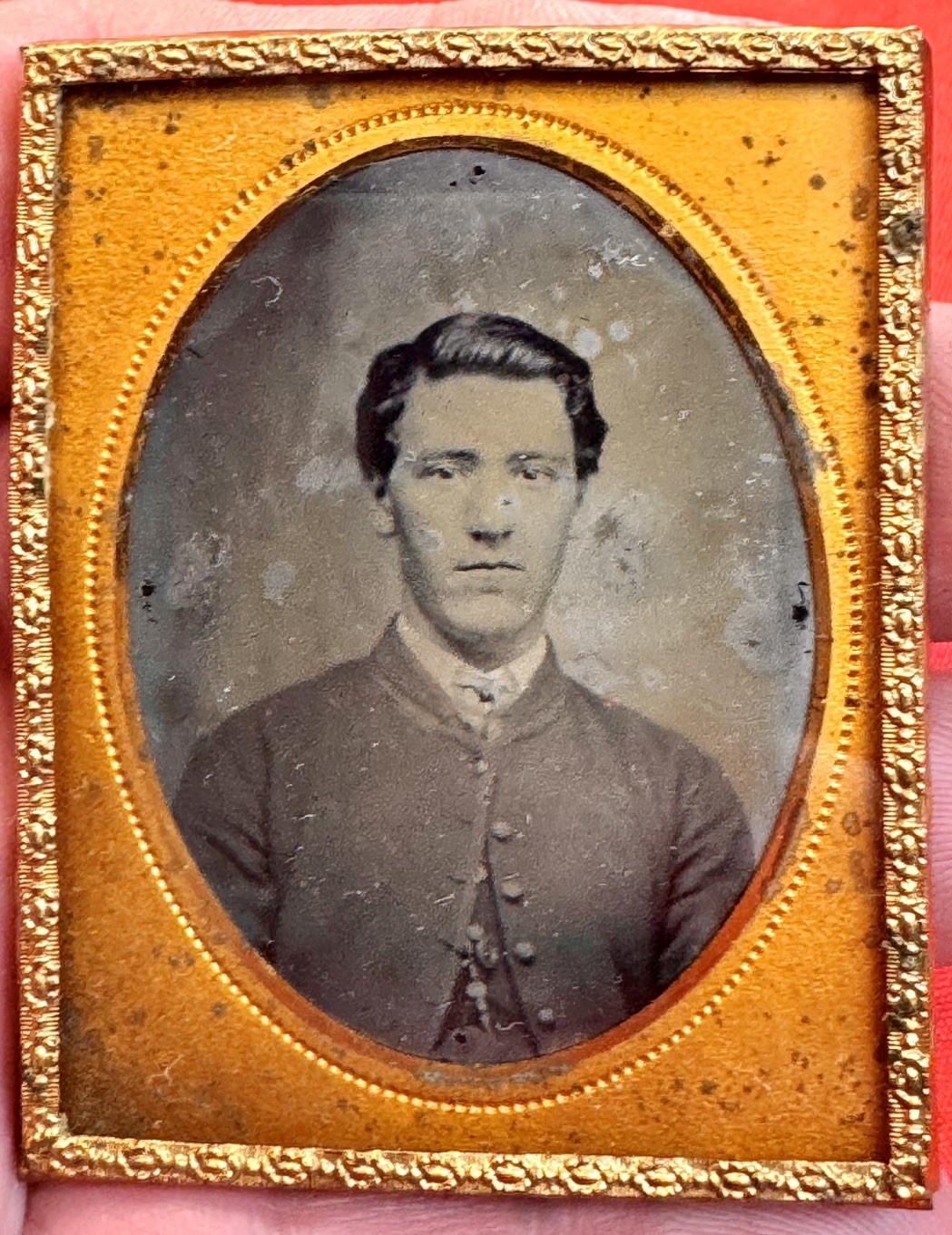 Antique 1/9 Plate Ambrotype Early Civil War Confederate Soldier Uniform Photo NC