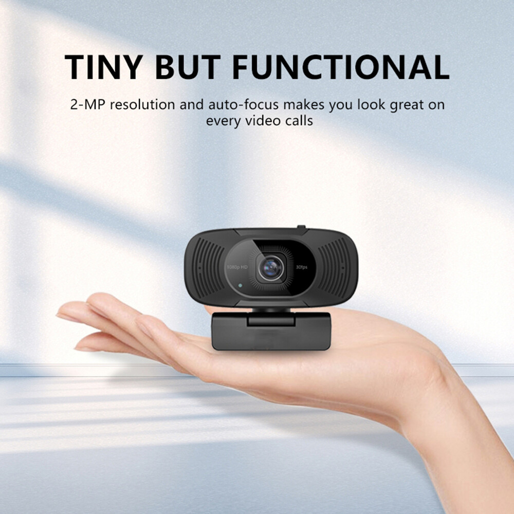 TOALLIN 1080P HD PC Webcam with Privacy cover Built-in dual Noise-canceling mic