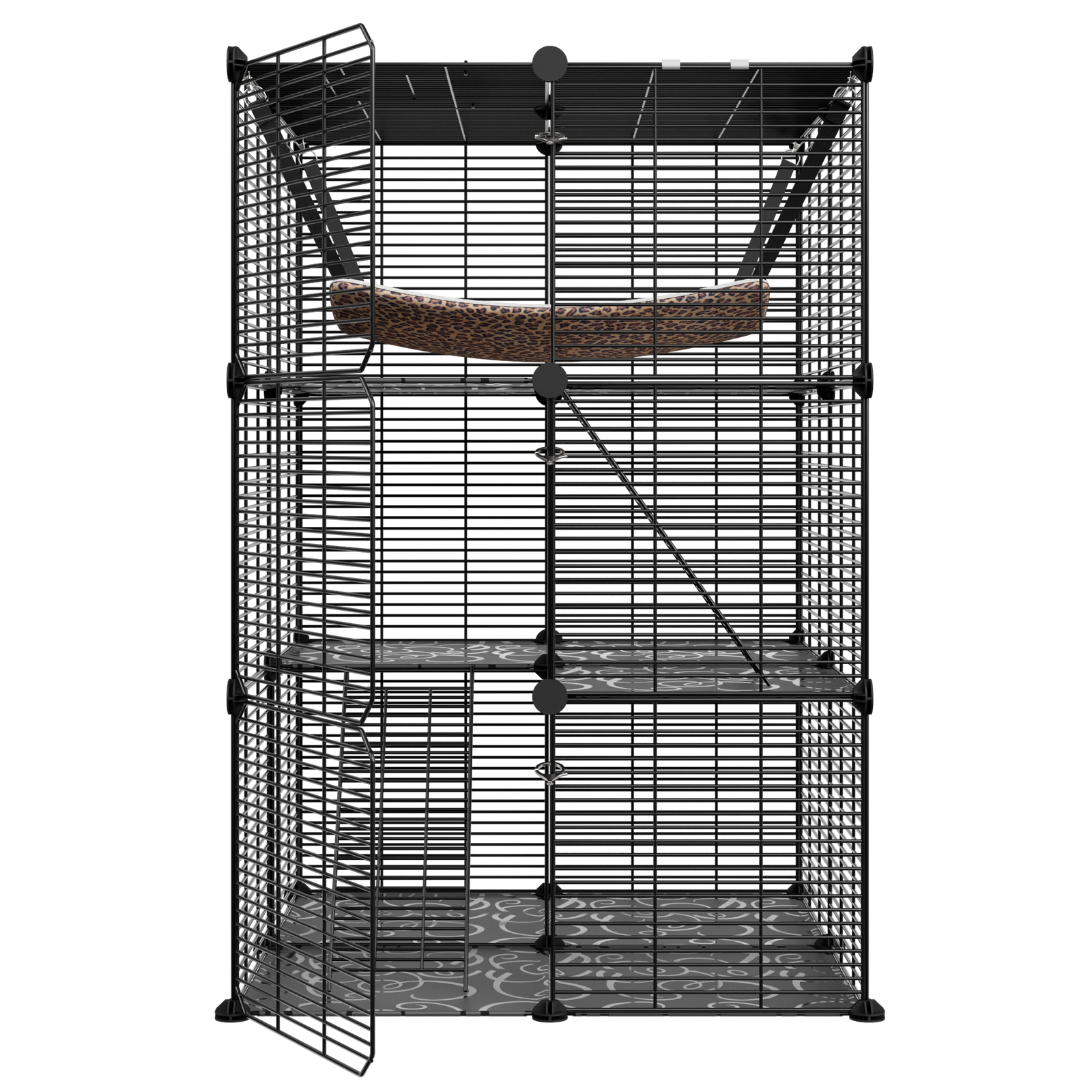 3-Tier Cat Cage Cat Kitten Enclosures Wire Pet Kennel Playpen Indoor w/ Hammock