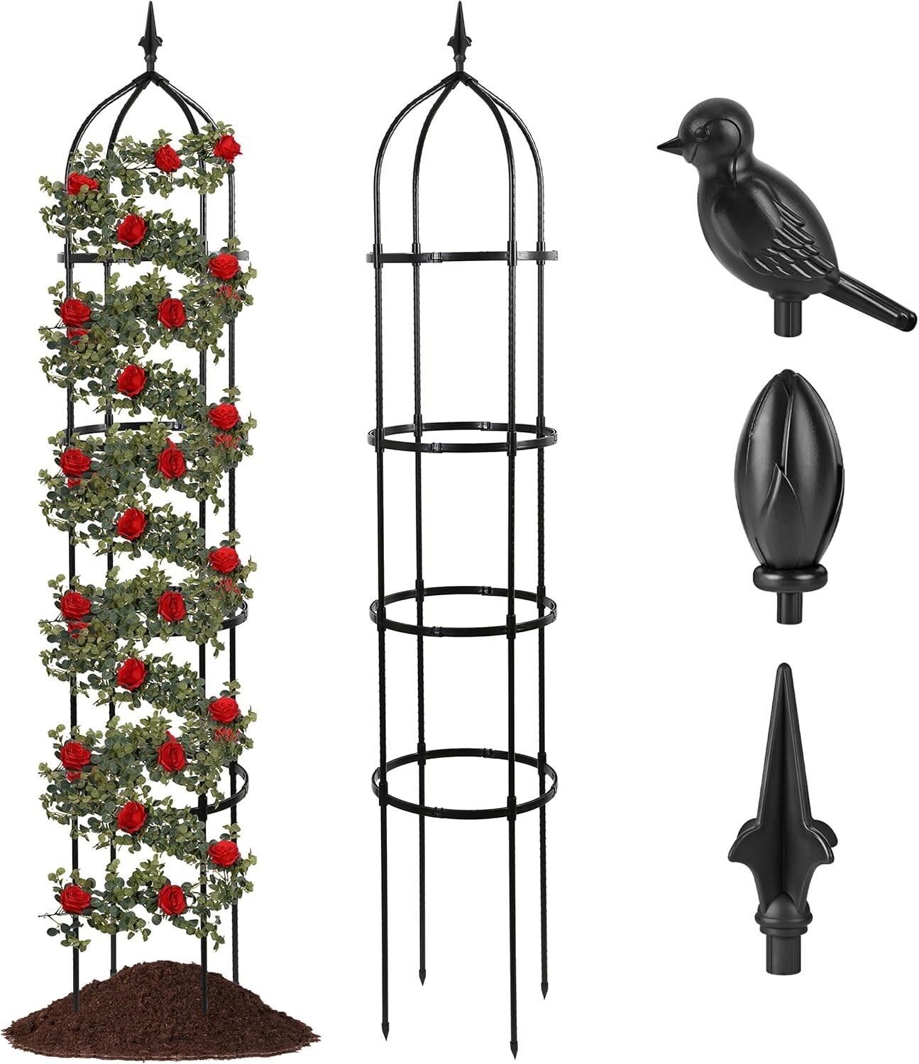 Garden Obelisk Trellis for Climbing Plants Outdoor 4/6Ft Rose Bush Round Trelli