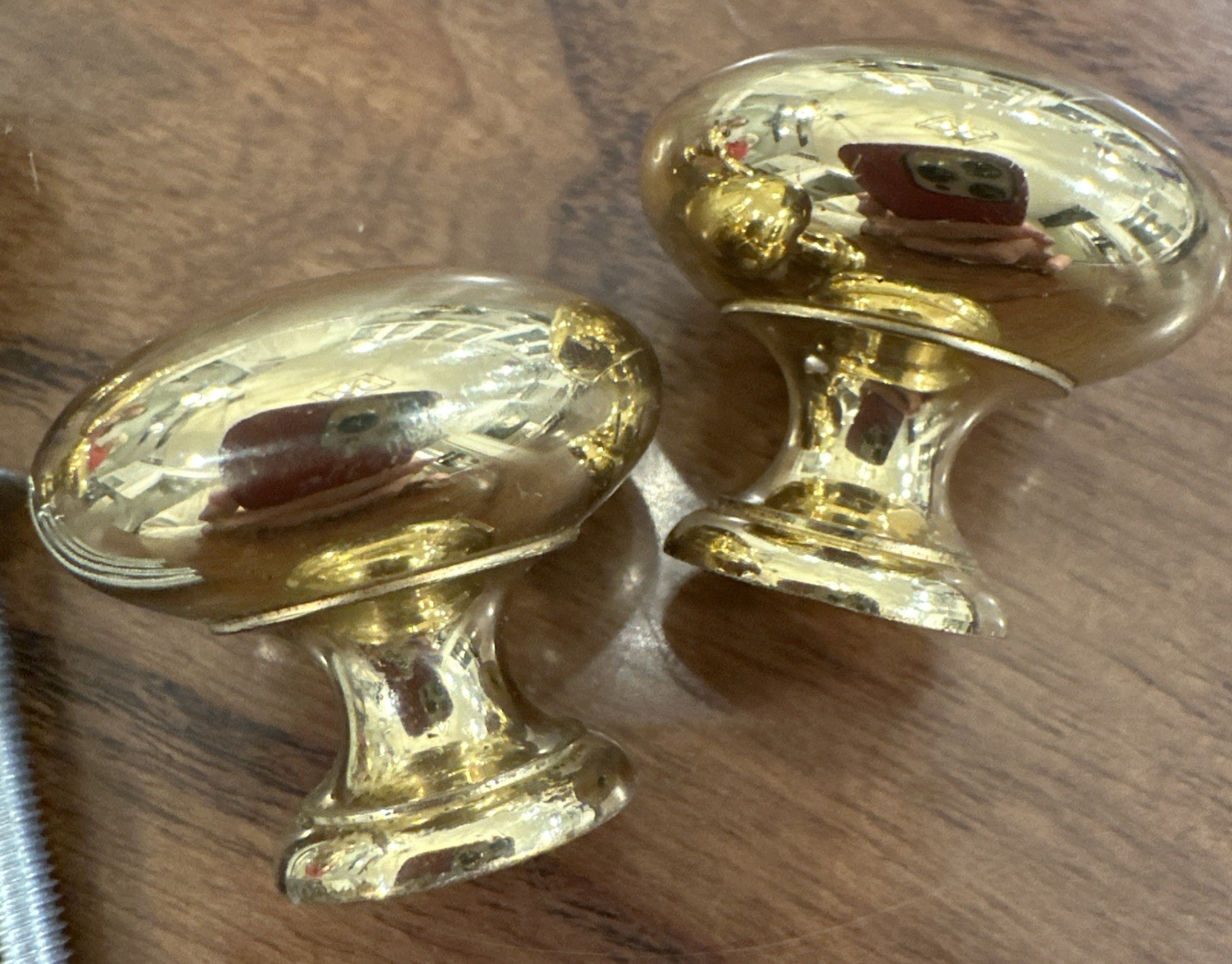 Set of 8 Vintage Solid Brass Door Drawer Cabinet Round Knob Pulls 1.25" Diameter