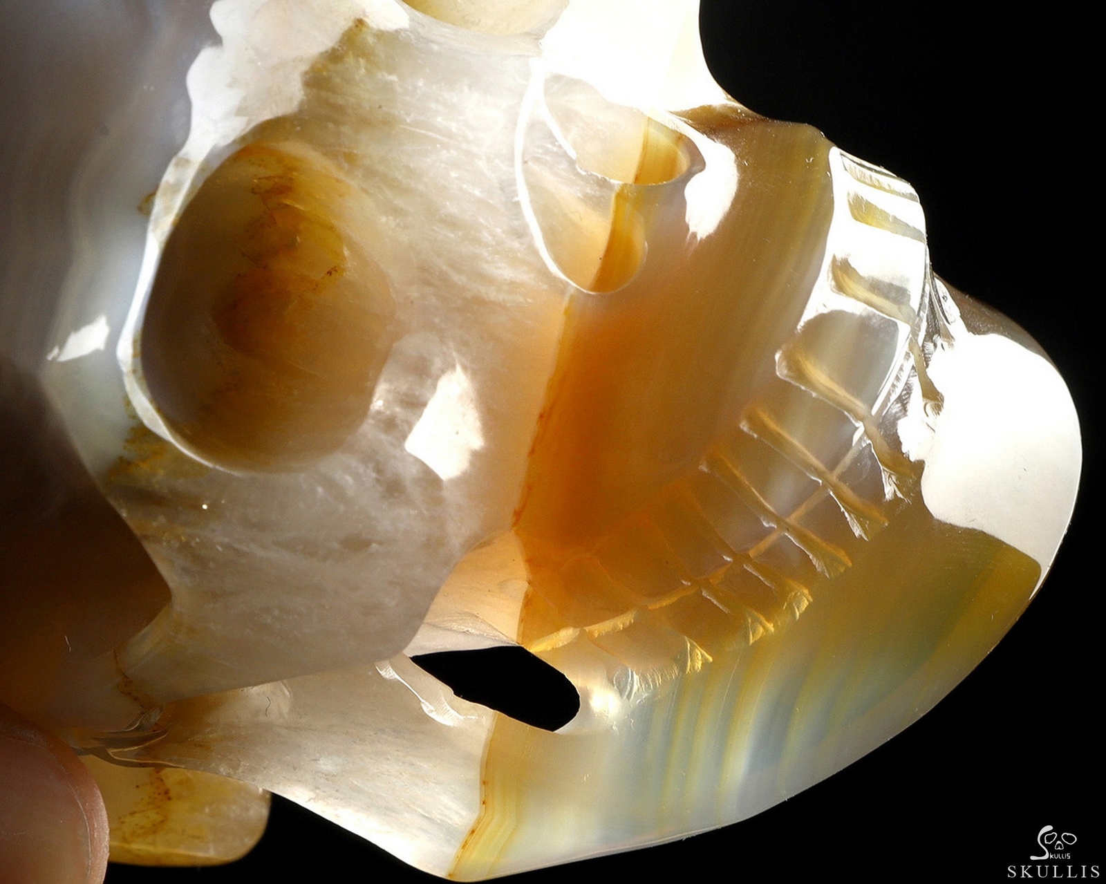 4.0" Premium Brazilian Agate Hand Carved Crystal Skull, Realistic, Healing