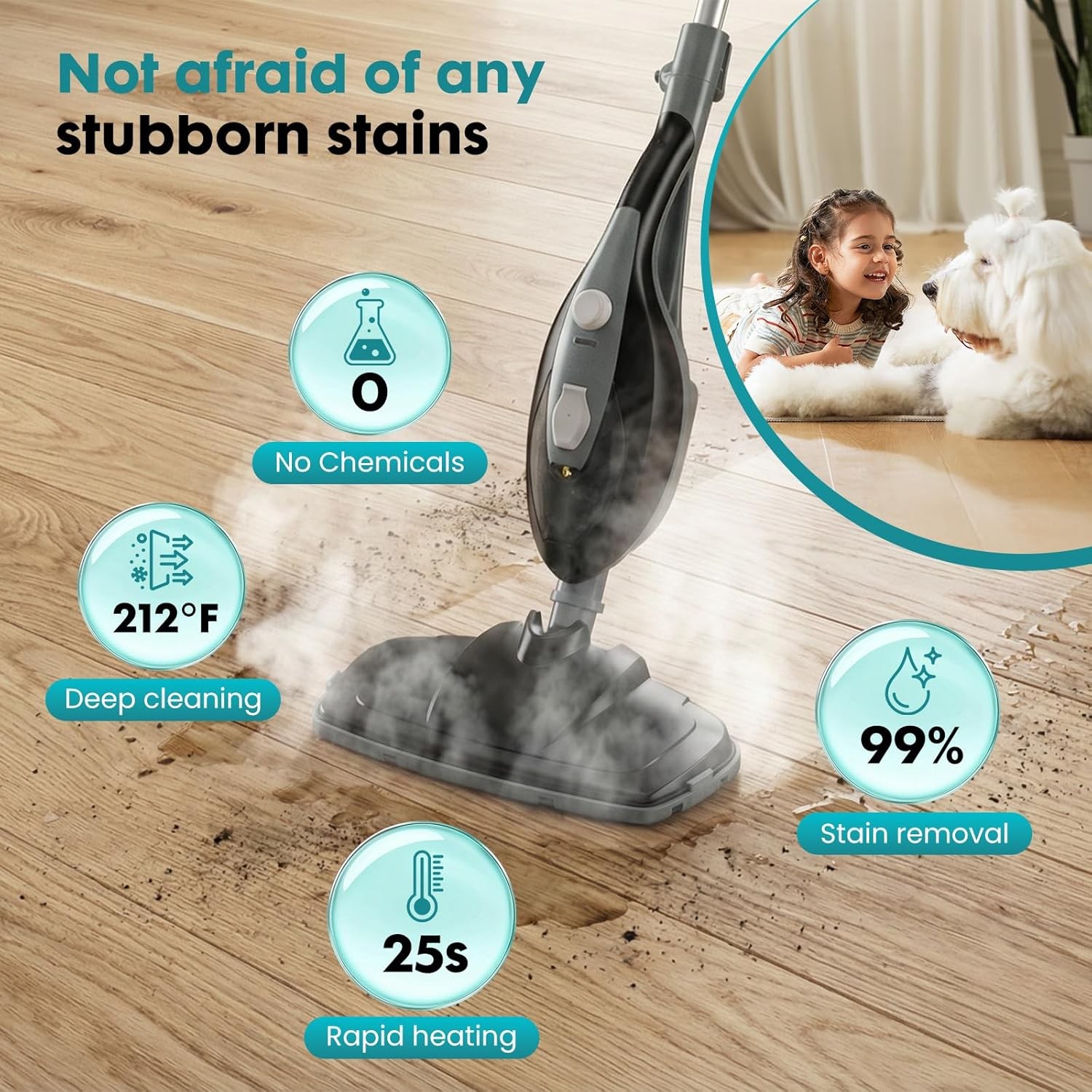 10 in 1 Steam Mop 1550W Detachable Handheld Steam Cleaner Set for Floor Cleaning