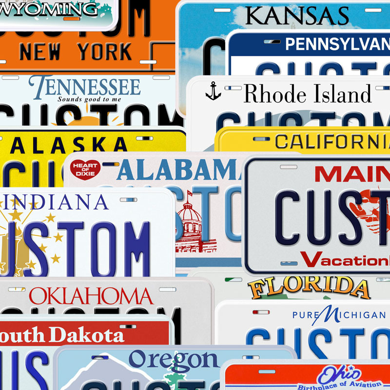 USA State Custom Aluminum Novelty Car License Plate Sign