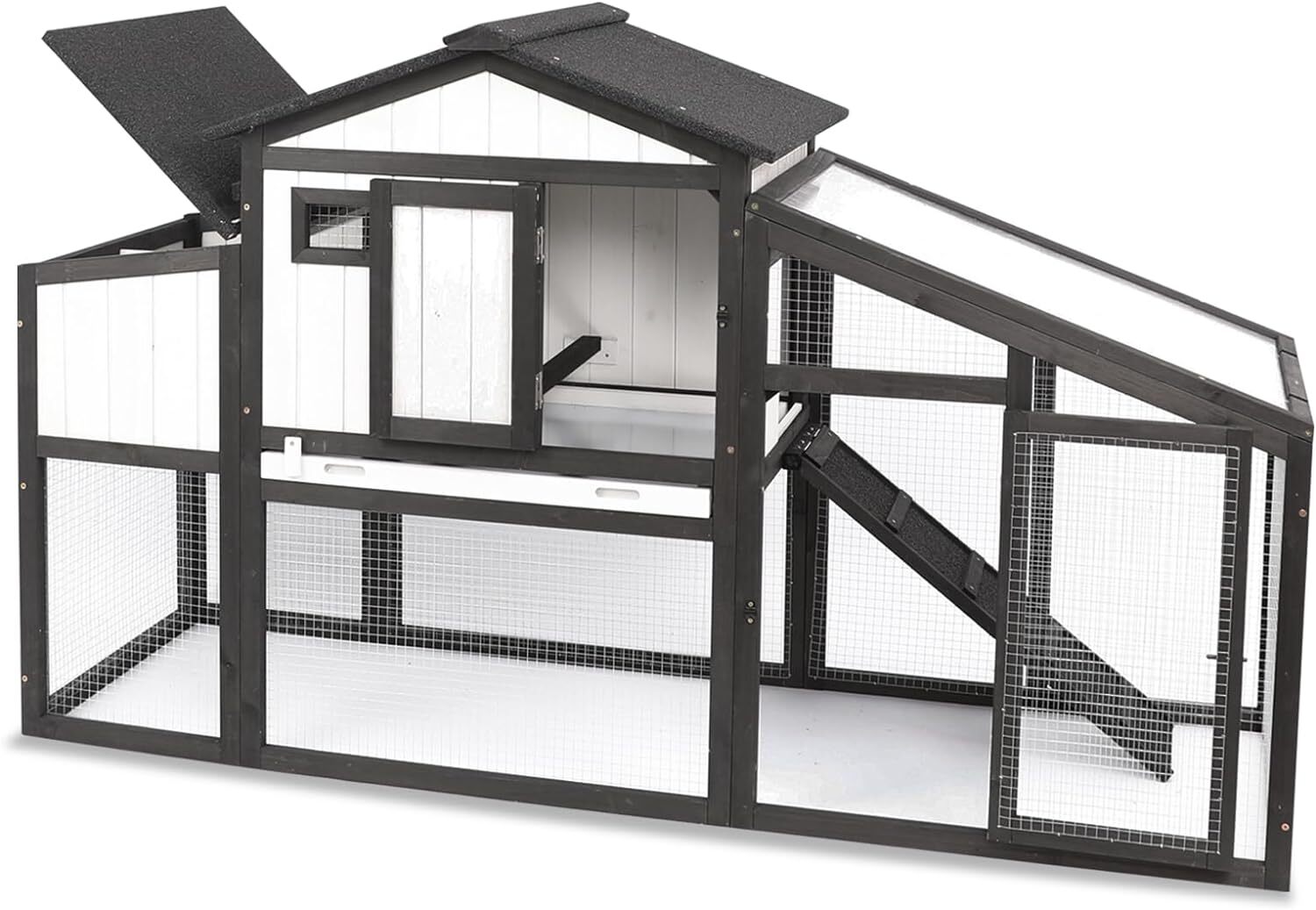 PetsCosset Chicken Coop Outdoor Wooden Backyard 2-Story Hen House Chicken Run