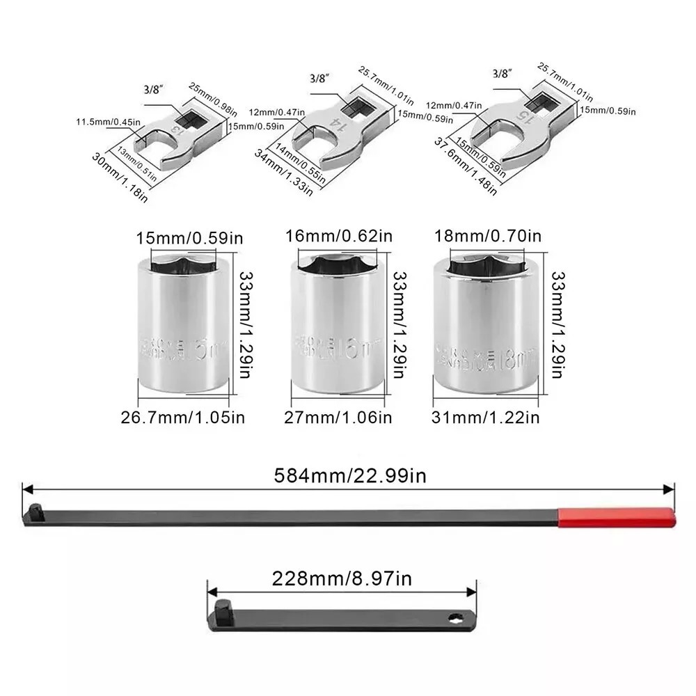 8pc SERPENTINE TIMING BELT TENSION TOOL KIT Idler Pulley Crow Foot Socket Wrench