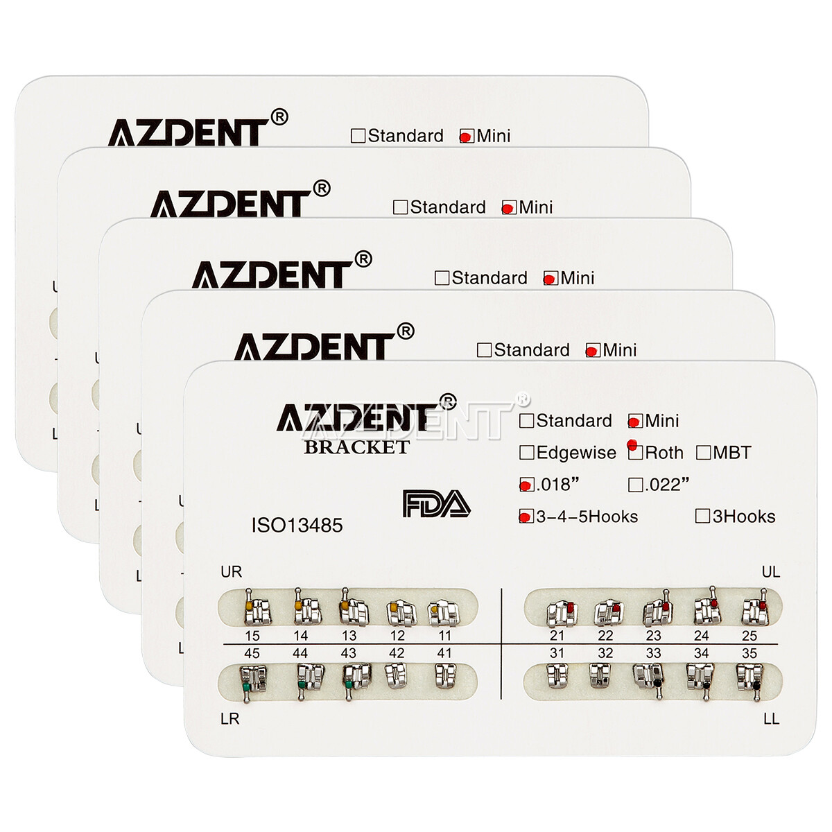 Dental Orthodontic Brackets Brace Standard Mini MBT Roth Slot 018/022 with Hooks