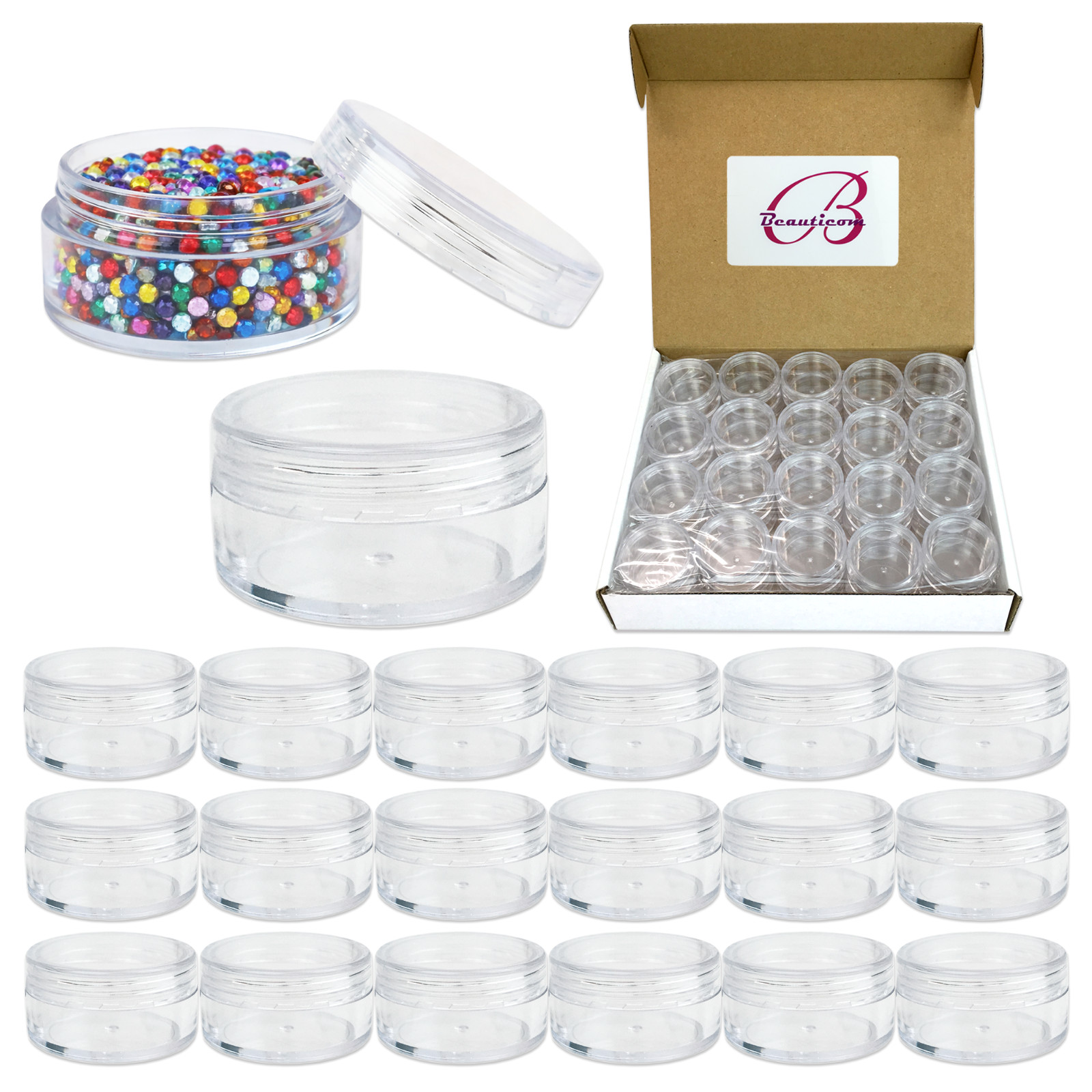 40 Packs 10 Gram/10ML High Quality Cream Cosmetic Sample Clear Jar Containers