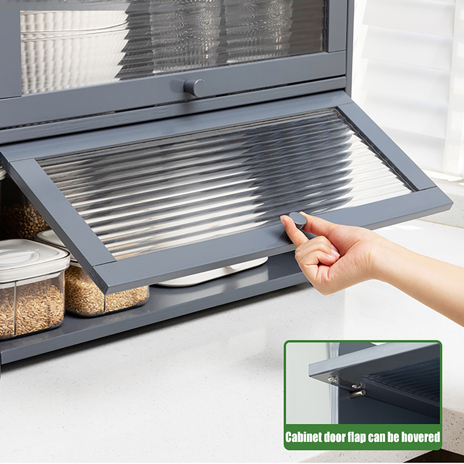 Modern Two-tier Storage Cabinet, Countertop Storage Cabinet, Gray Cabinet New