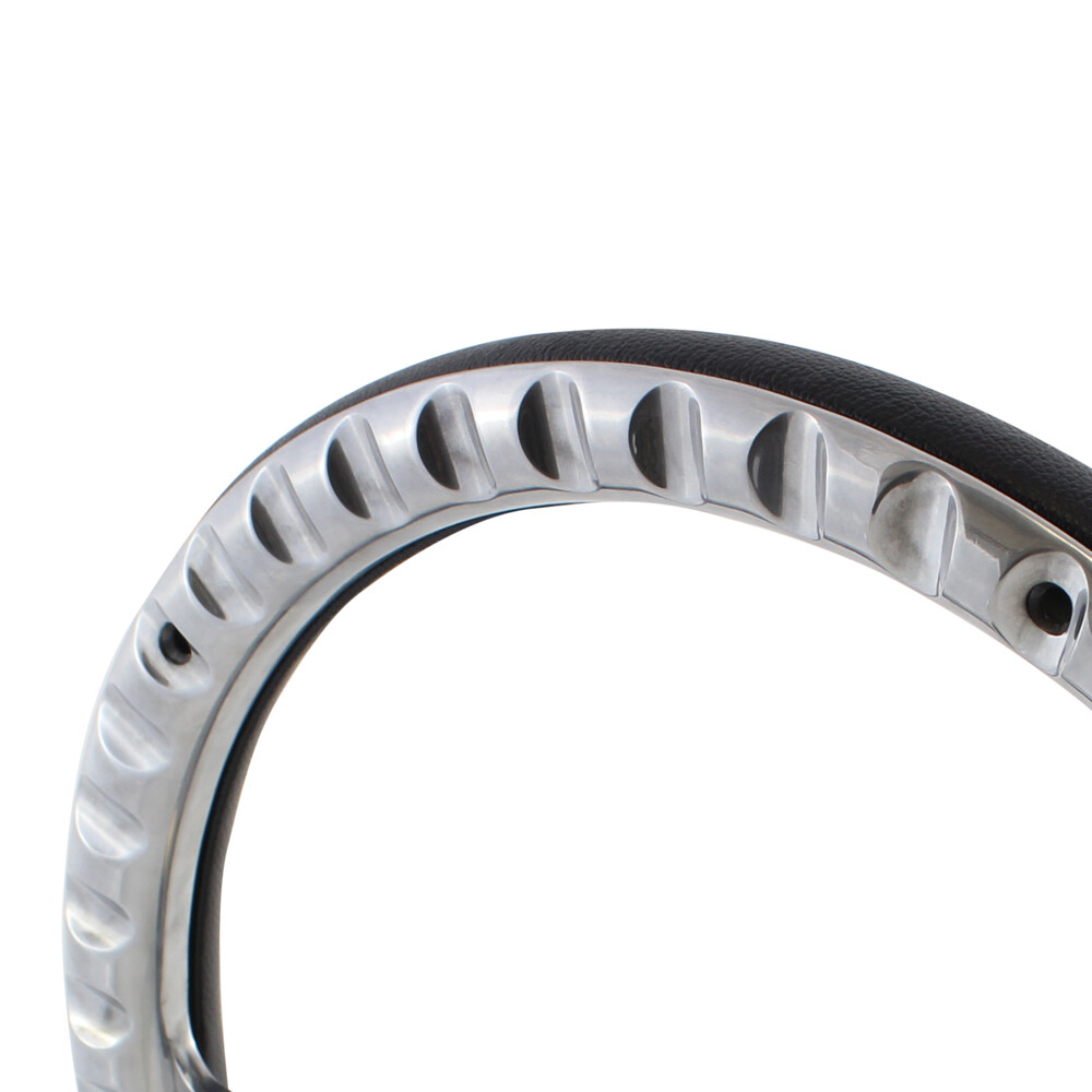 14" Billet Steering Wheel Muscle Black Half Wrap + Chevy Horn Button Licensed