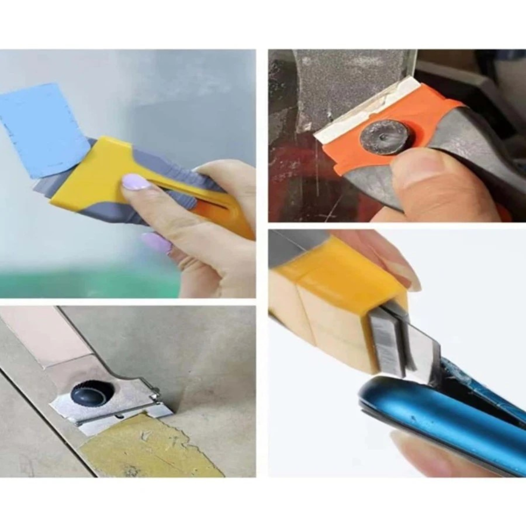 Razor Blade Scraper Tool Retractable Multipurpose Two Tone Cleaning Tools (1 pc)
