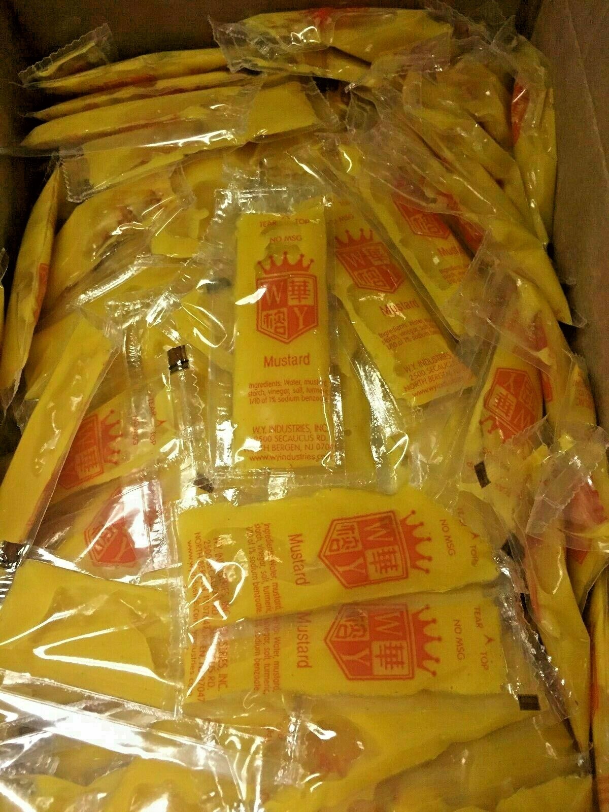 CHINESE HOT MUSTARD SAUCE INDIVIDUAL PACKETS , WY BRAND HOT MUSTARD SAUCE