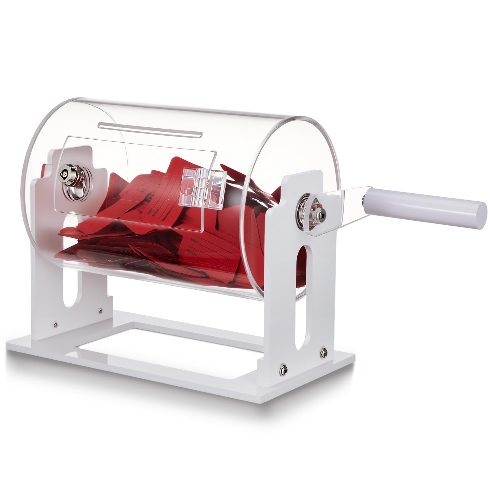 Acrylic Raffle Drum, 8.7 x 5 x 7 Inches Clear Raffle Tickets Spinner Cage wit...