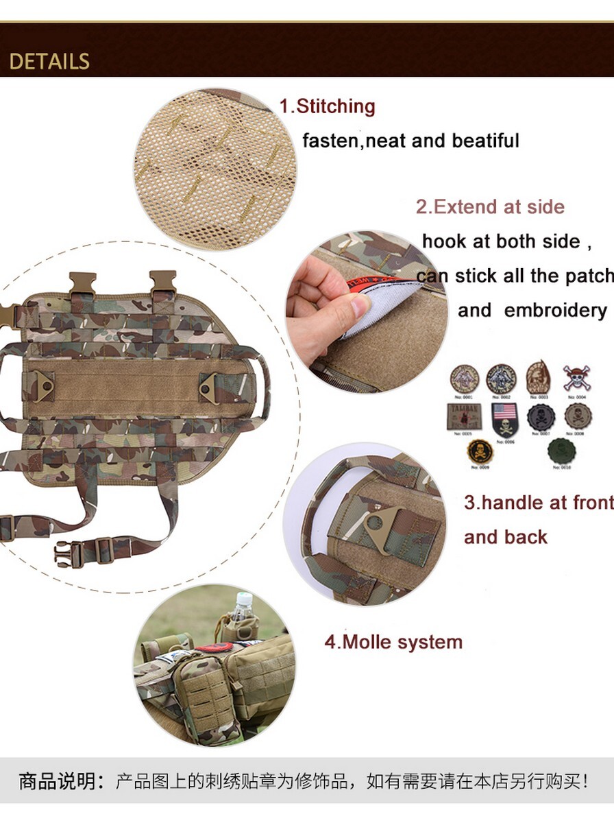 Tactical Scorpion Dog Vest Harness K9 Camo MOLLE Military Training D1