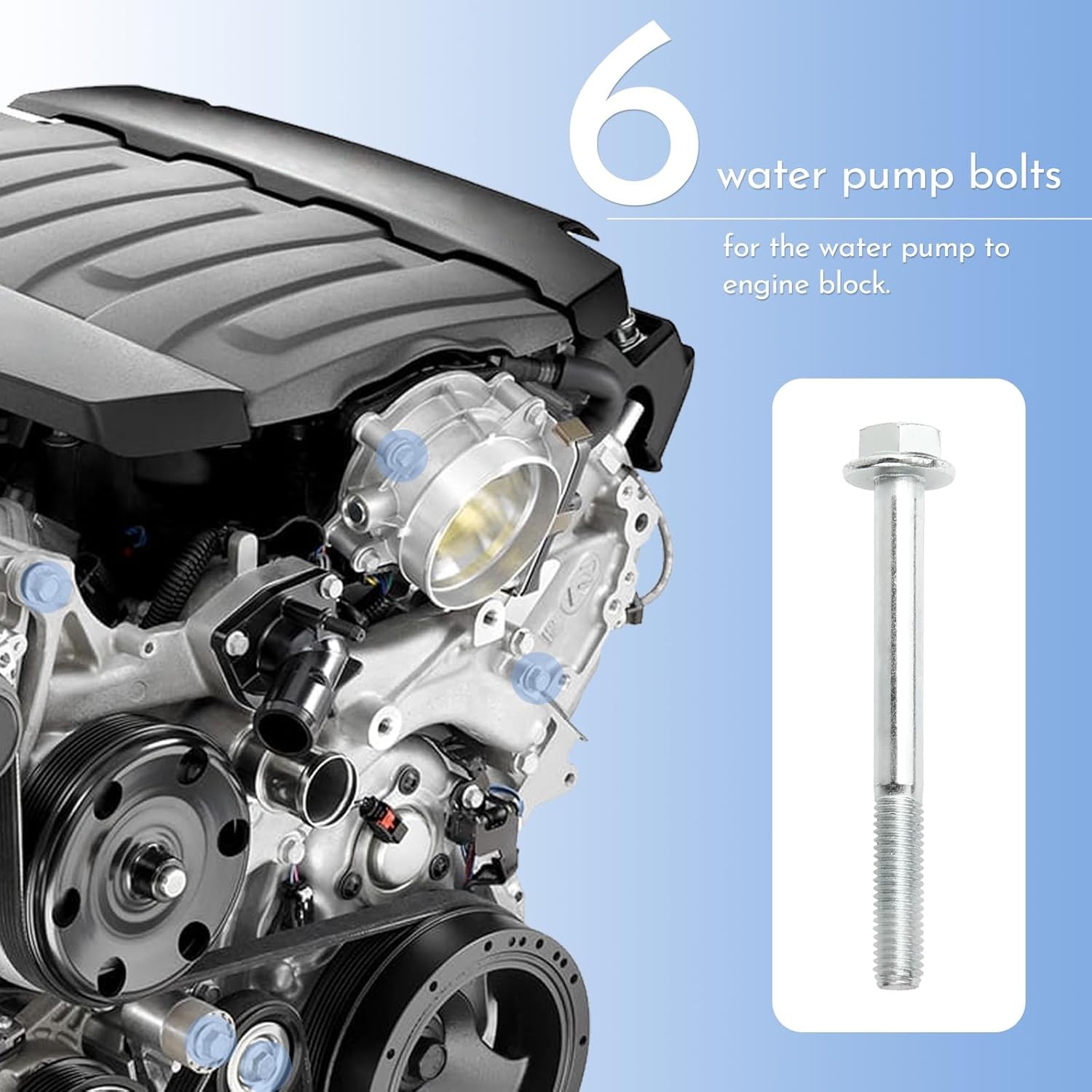 Water Pump Bolt & Thermostat Housing Bolts Kit Compatible with all Series En