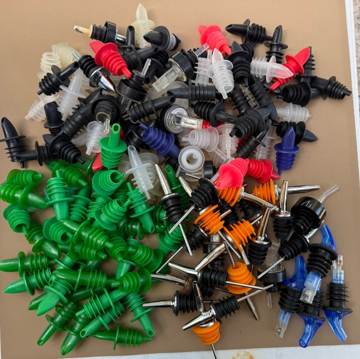 (Over 145) BAR LIQUOR BOTTLE POUR SPOUTS - Including Four Precision Pour Spouts