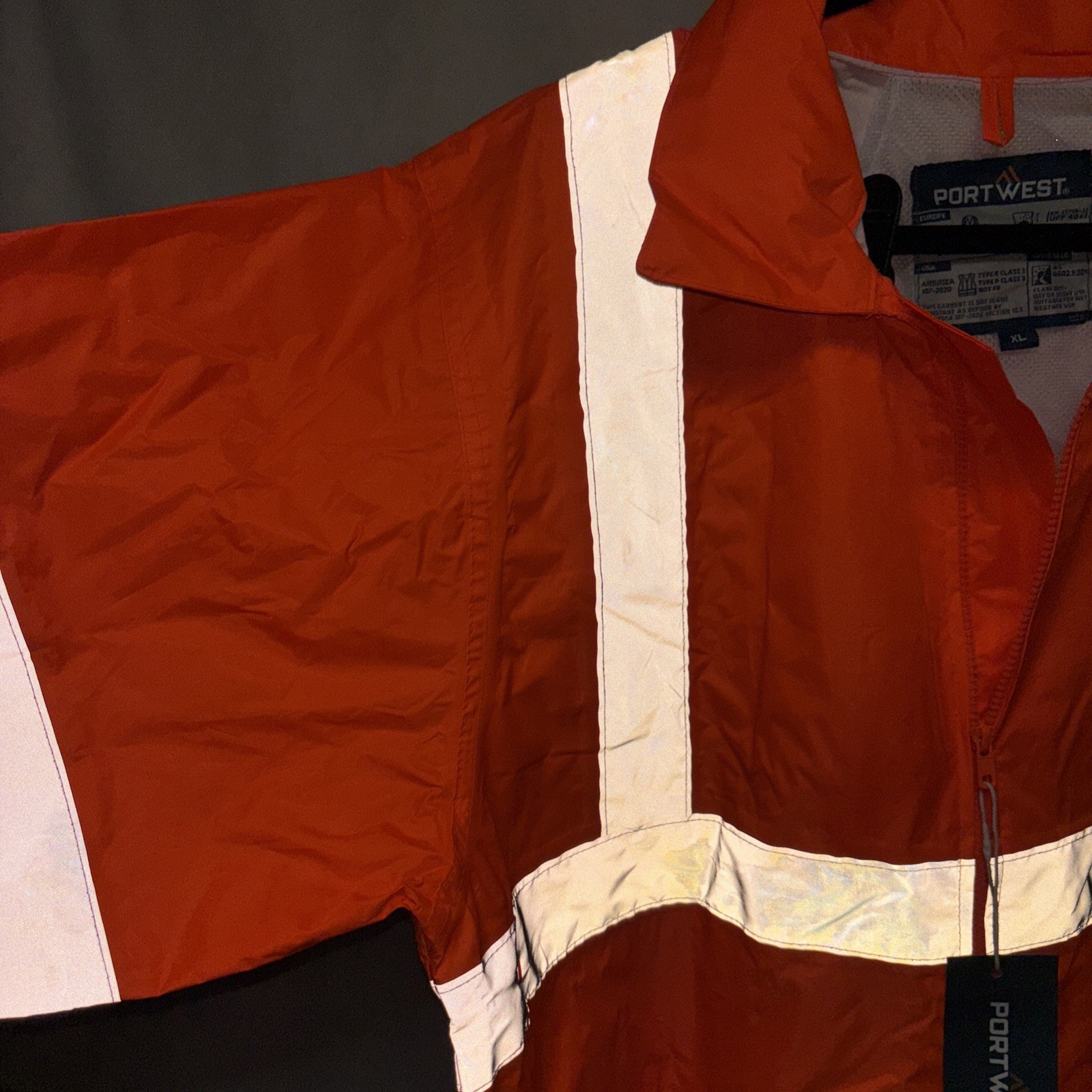 Portwest UH440 Hi-Vis Orange Rain Jacket XL Reflective Work Safety Logo