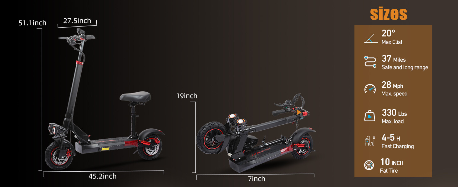 Electric Scooter 48v 800W For Adult 10"Off Road Fat Tires Fast Speed USA MAX vV