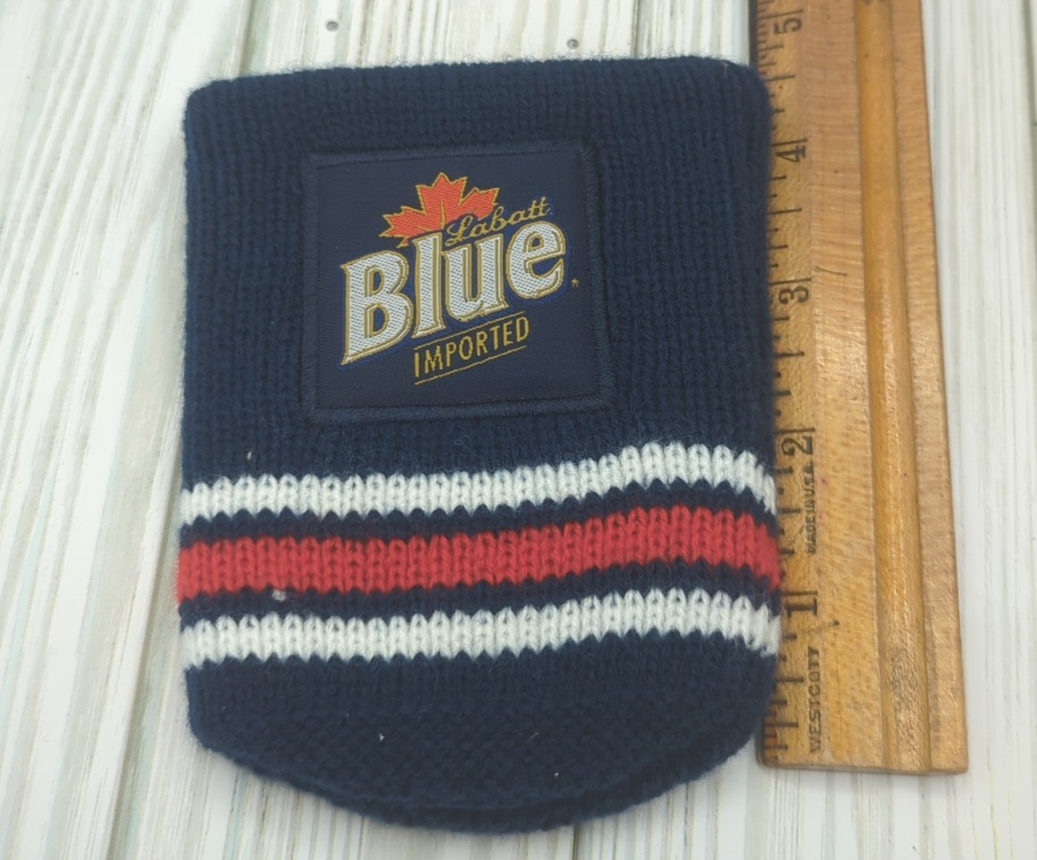 Labatt Blue Knit Beer Koozie Drink Cover