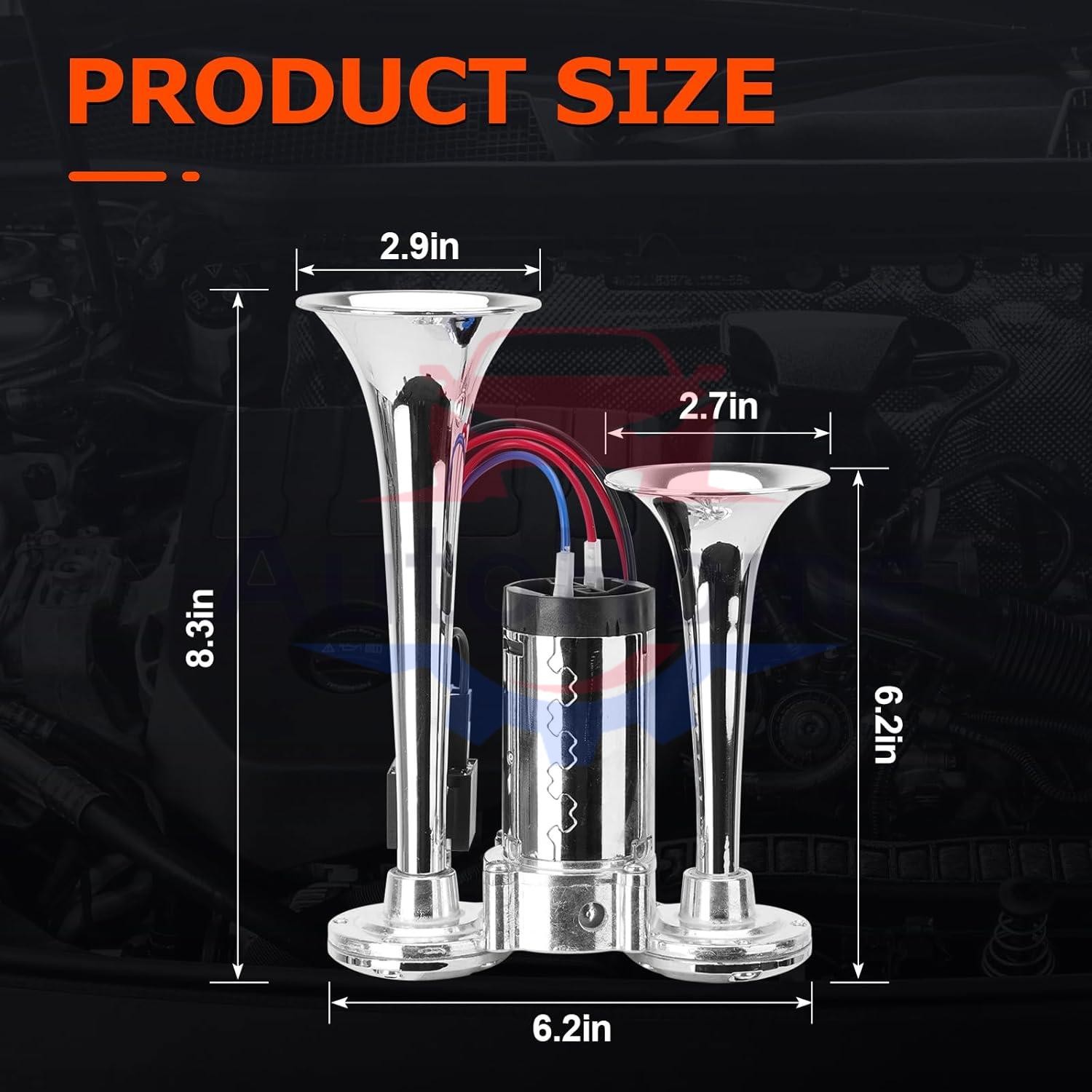 600DB Dual Trumpets Super Loud Car Electric Air Horn Truck Boat Train Speaker US