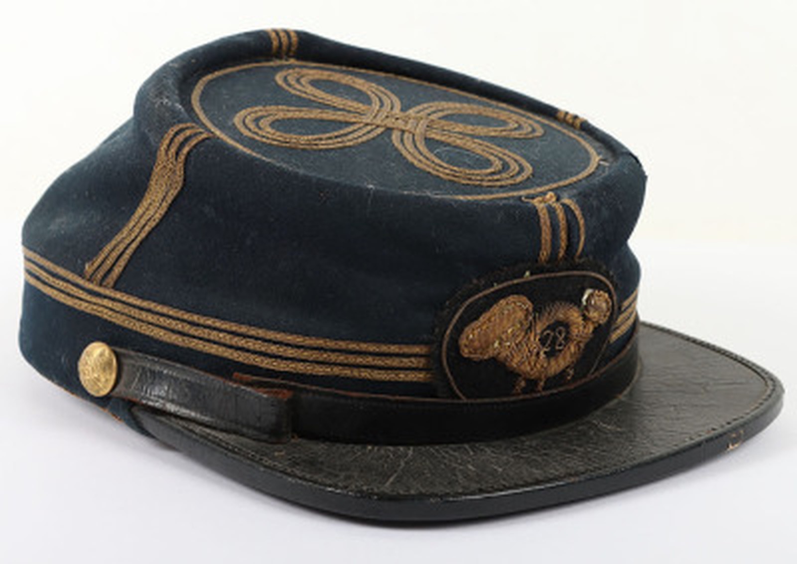 Civil War Union Chasseur Officer Kepi–28th Infantry, Major’s Bullion Insignia