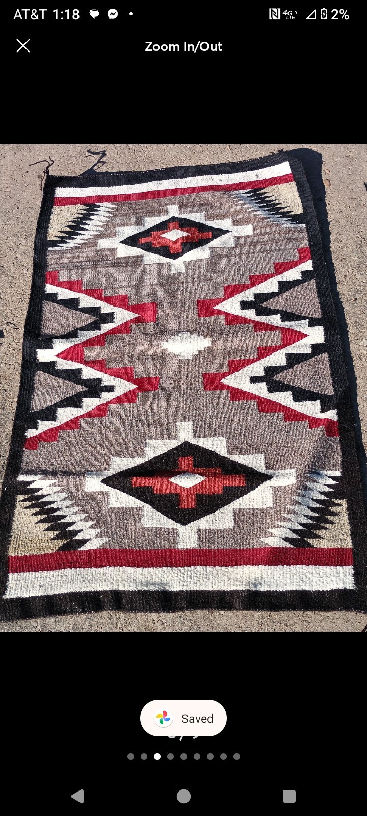 1940 Navajo Wool Rug Horse Blanket Weaving Native American Storm Pattern