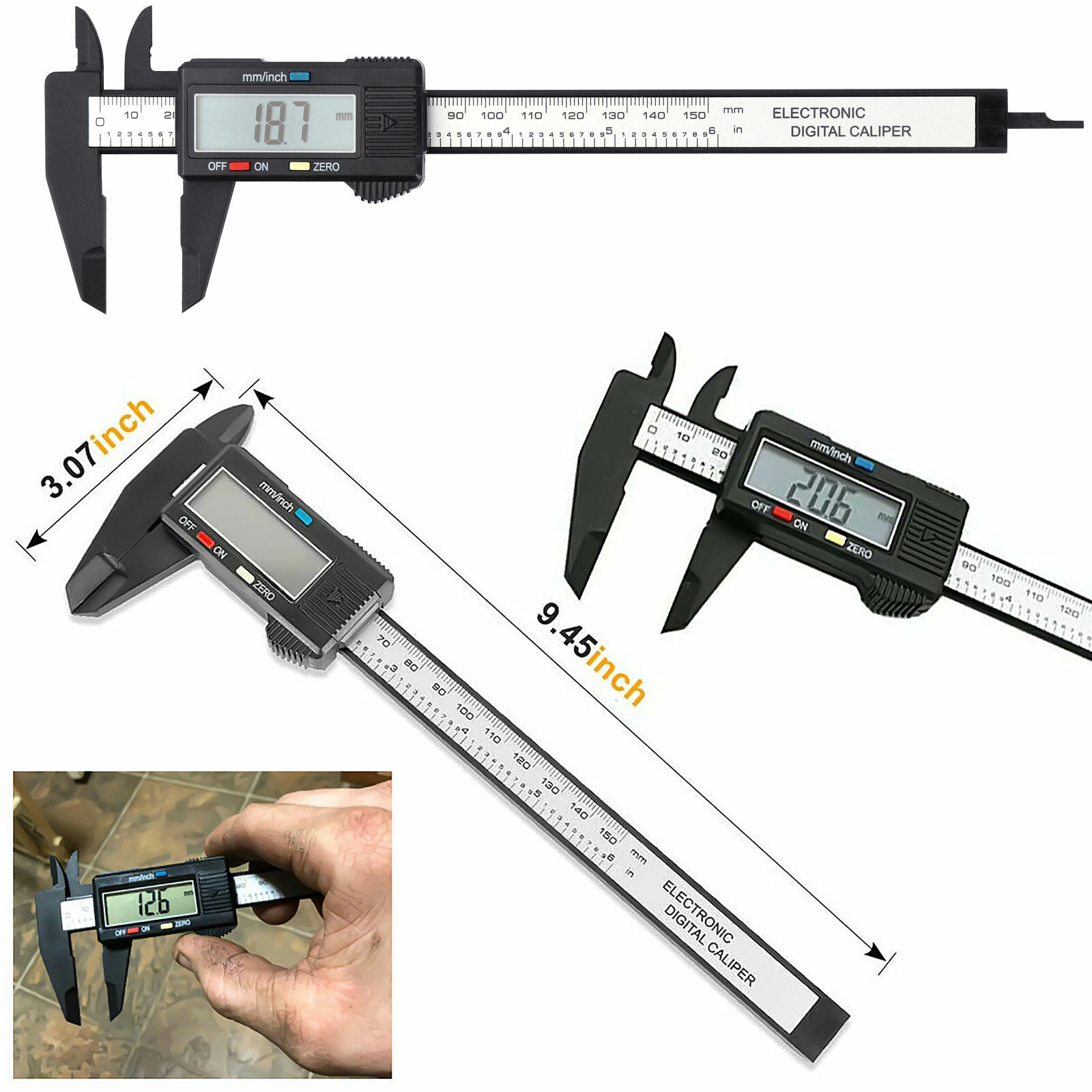 6" Micrometer Digital Measuring Tool Caliper Vernier Gauge Metric 150mm 6-inch