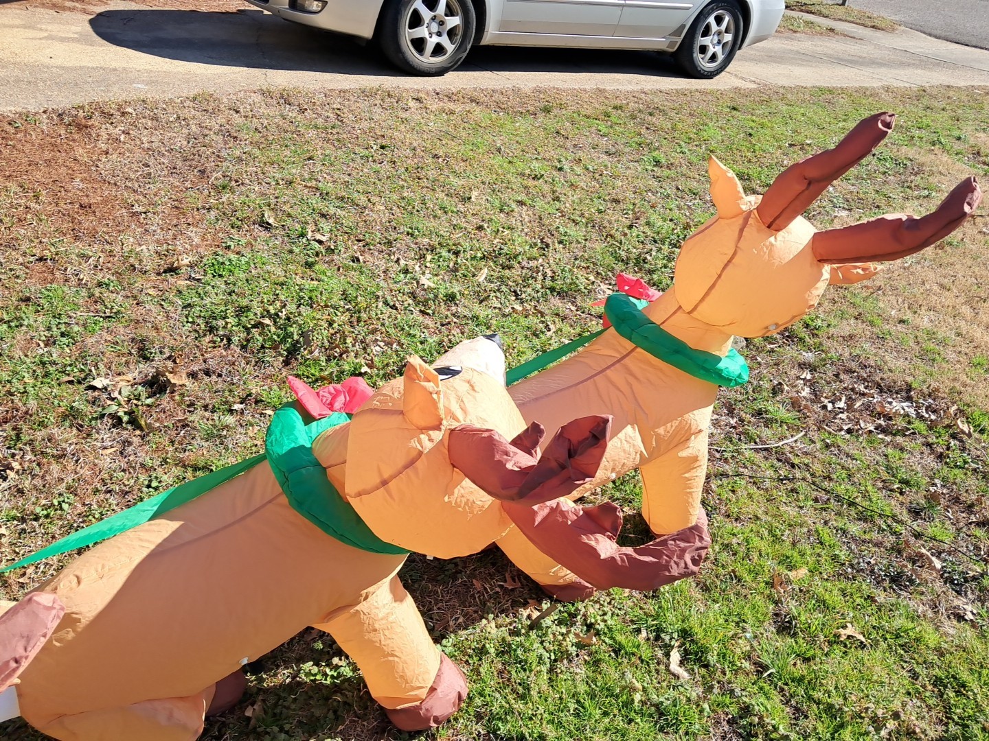 11 Ft Long Christmas LED Inflatable Santa Sleigh Reindeer Yard Lawn Decoration