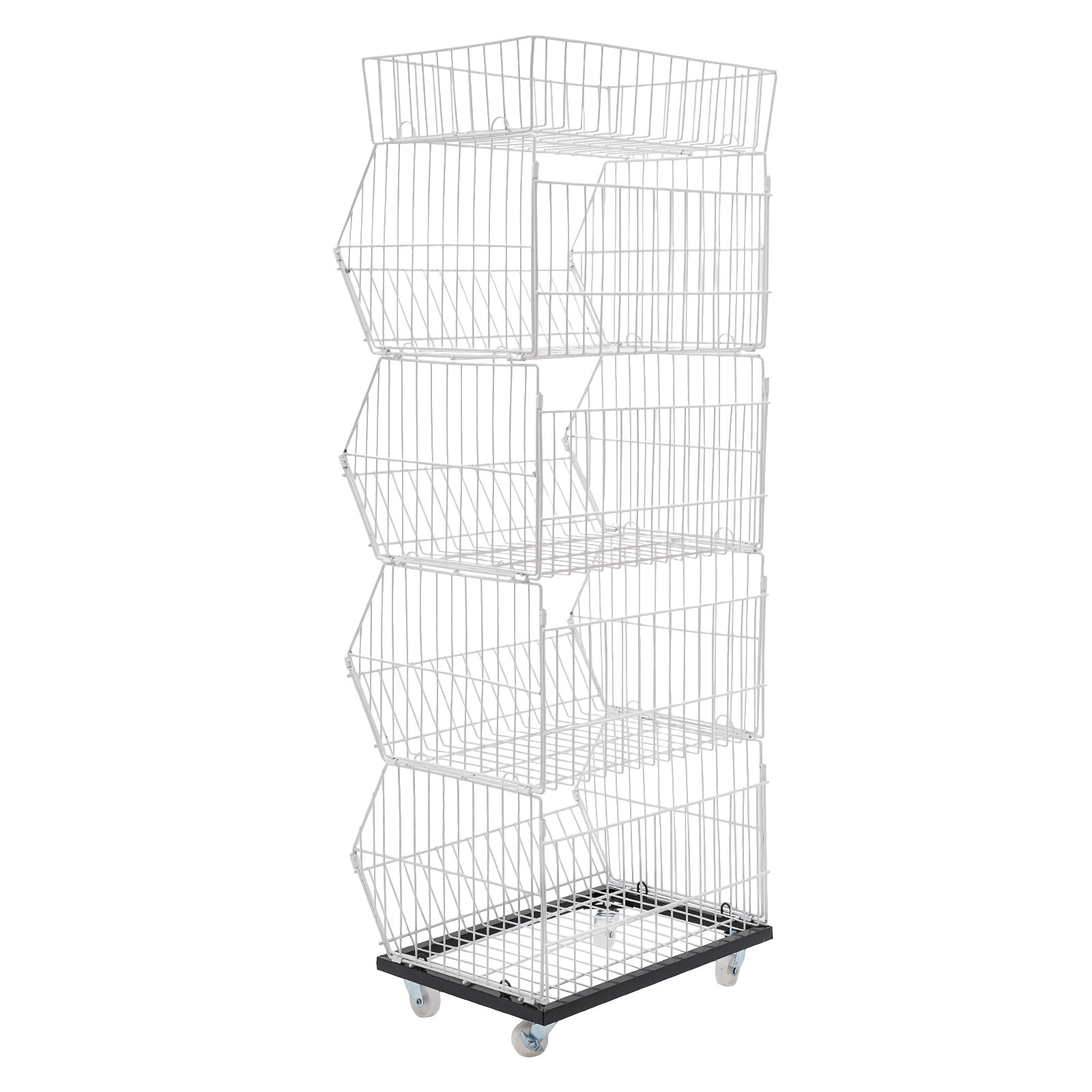 5-Tier Wire Grid Retail Display Rack with Wheels - Sturdy & Stylish Storage