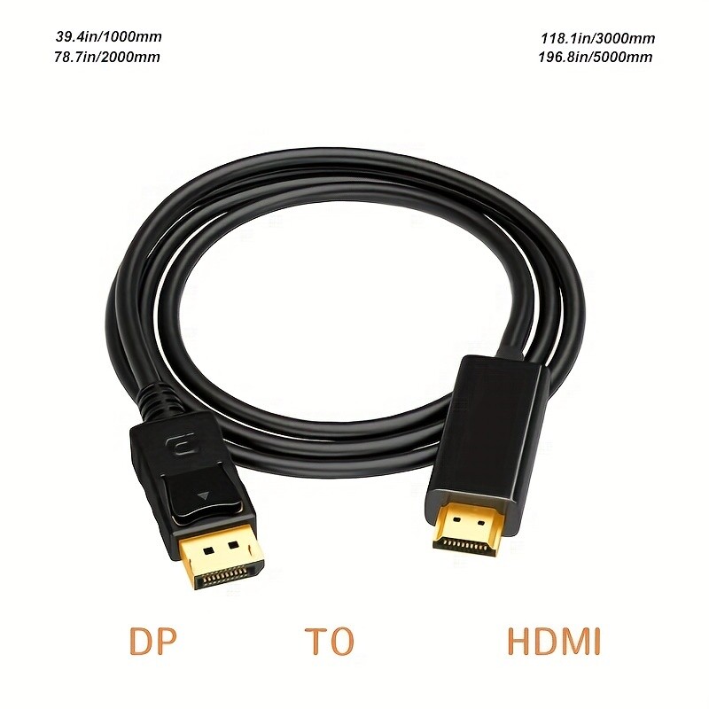 Display Port to HDMI Cable DP Adapter Converter Audio Video PC HDTV 1080P 60Hz