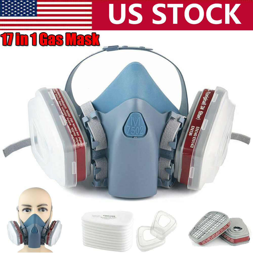 3M Reusable Respirator Half Facepiece 7502 For Chemical Handling, Painting, Med