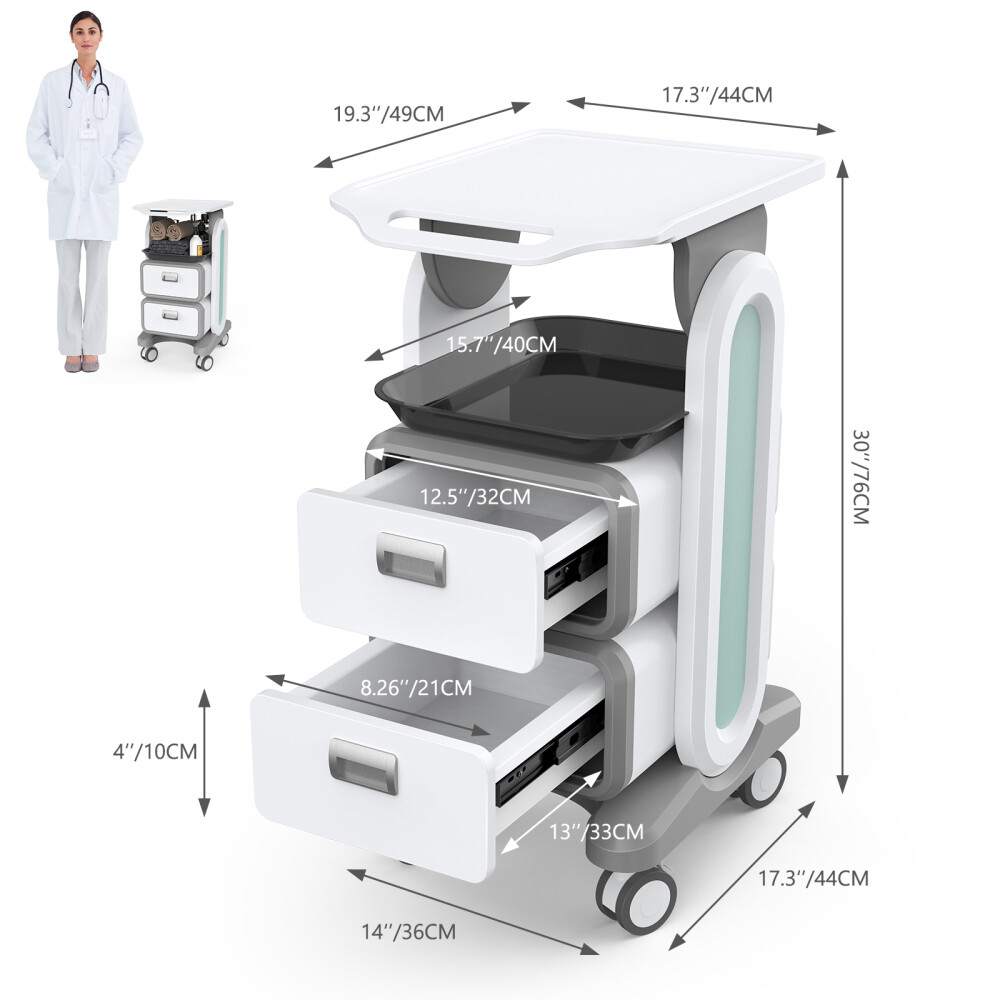 Mobile Medical Trolley, Ultrasound Imaging Scanner Vehicle Beauty Storage Cart