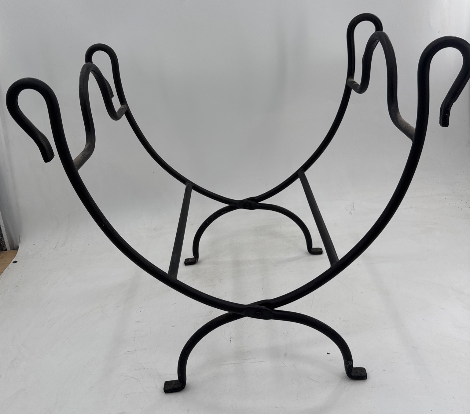 Vtg Firewood Log Carrier Rack Fireplace Wood Holder Suede Carrier Folding