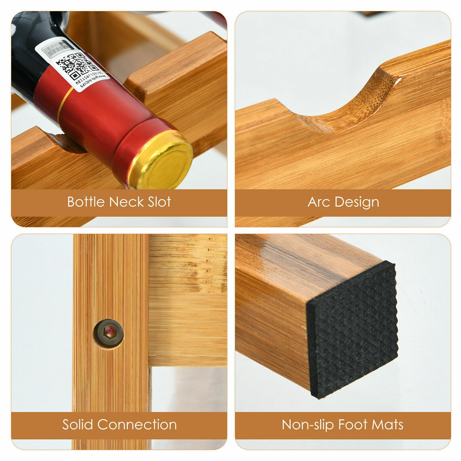 2-Tier Bamboo Wine Rack 12 Bottles Display Storage Shelf Holder Kitchen Natural