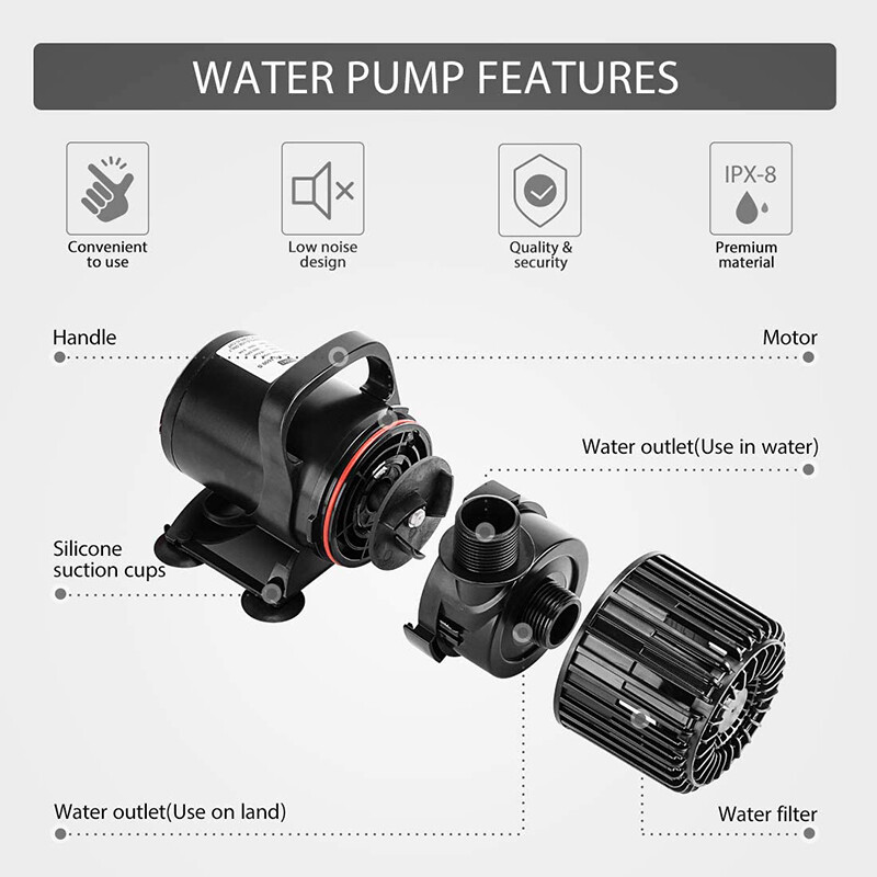 Electric Submersible Water Pump for Koi Pond Pool Waterfall Fountains Fish Tank