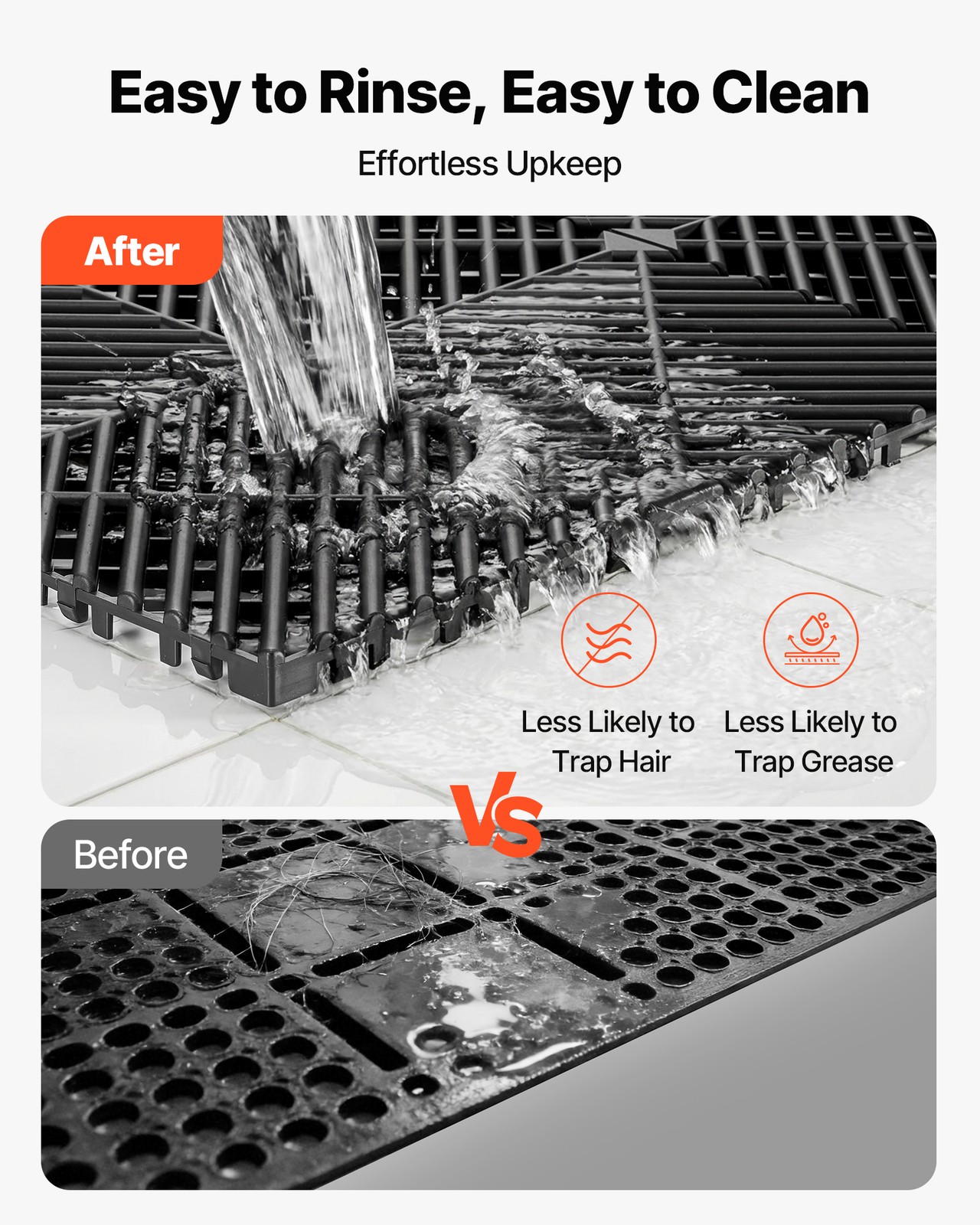 VEVOR Interlocking Drainage Mats 12" x 12" PP Garage Floor Tiles Black 50 Pack