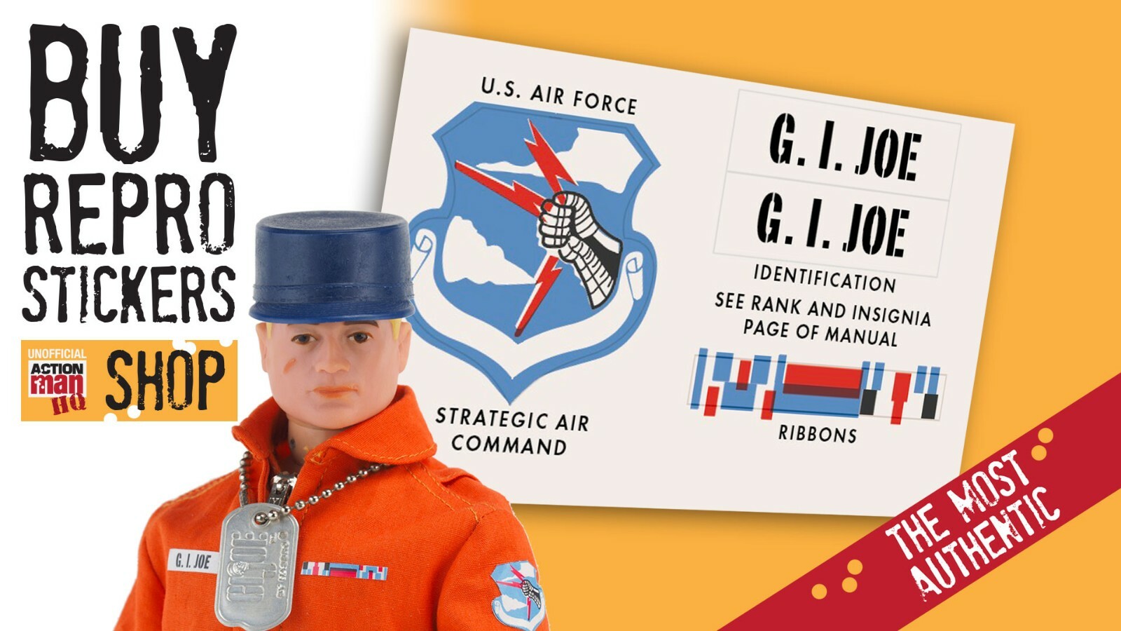 Vintage GI Joe Action Pilot Rank Stickers